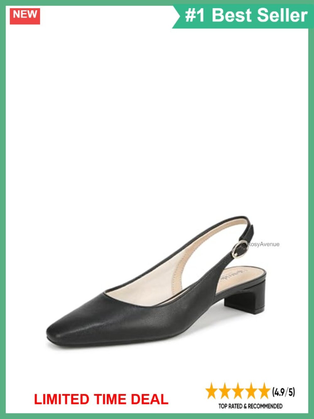 Lorena Slingback Block Heel Dress Pump Square Toe Foam Cushion